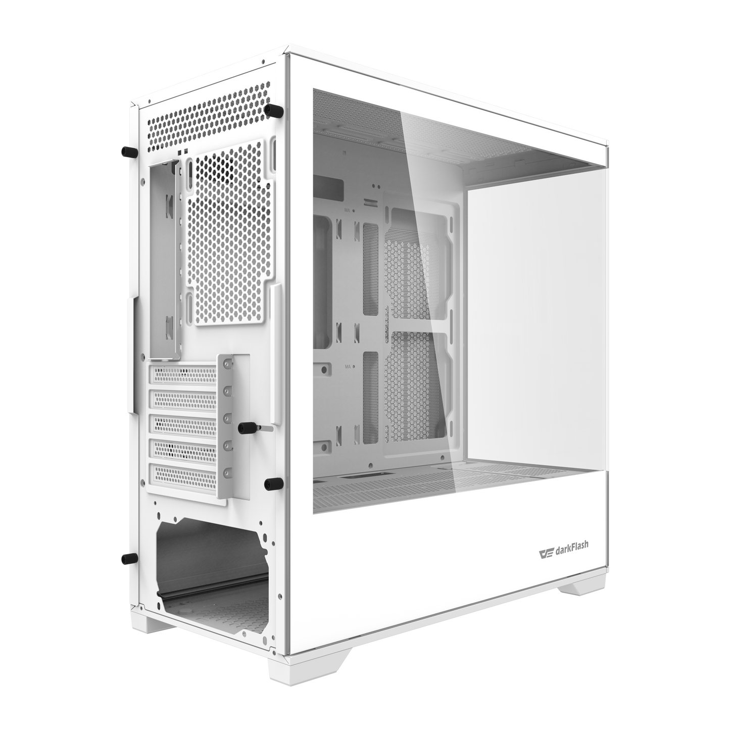DarkFlash Computer PC Case Micro-ATX Gaming Tower without Fan (DK415P) (White)