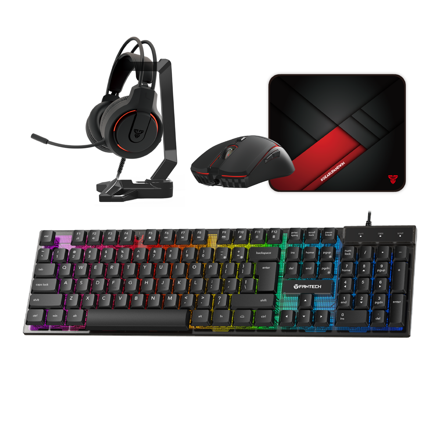 Fantech Gaming PC 5-in-1 Keyboard Combo with Mouse / Mousepad / Headset / Headset stand