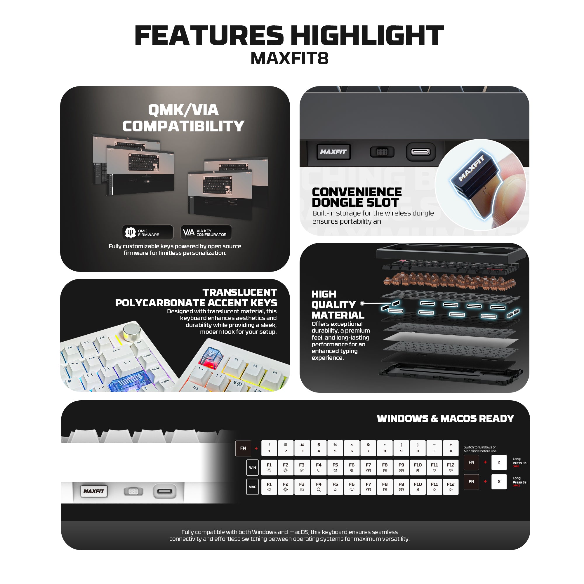 Fantech MAXFIT8 QMK Wireless Mechanical Keyboard