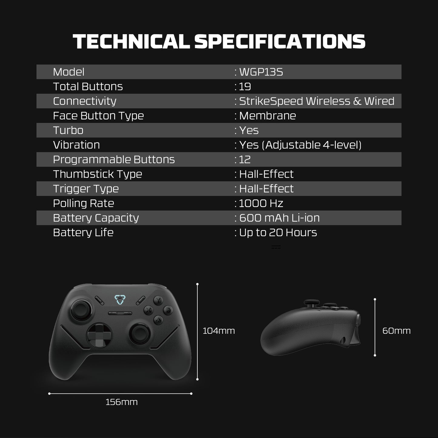 Fantech Wireless Gaming Controller Gamepad Vibration Turbo Mode for Windows PC / PS3 (WGP13S)(Black)