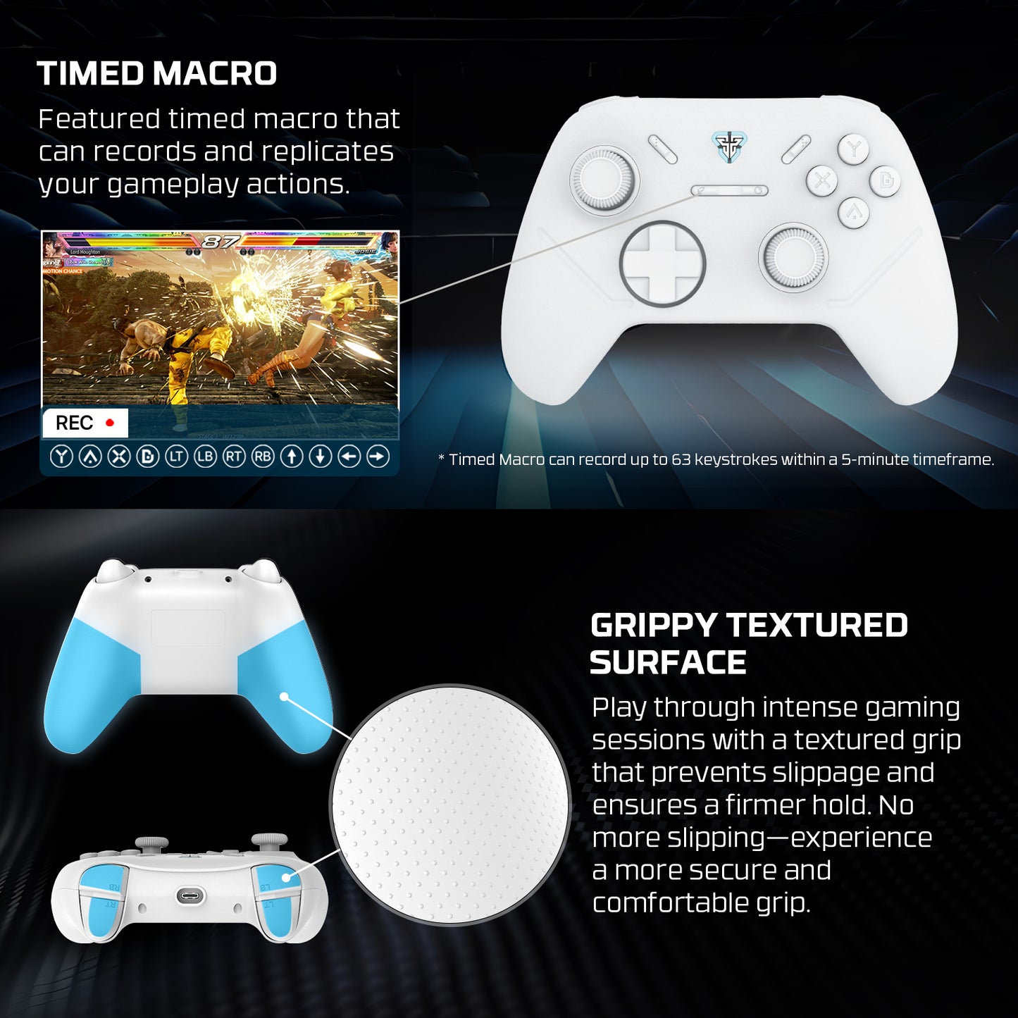 Fantech Wireless Gaming Controller Gamepad Vibration Turbo Mode for Windows PC / PS3 (WGP13S)(White)