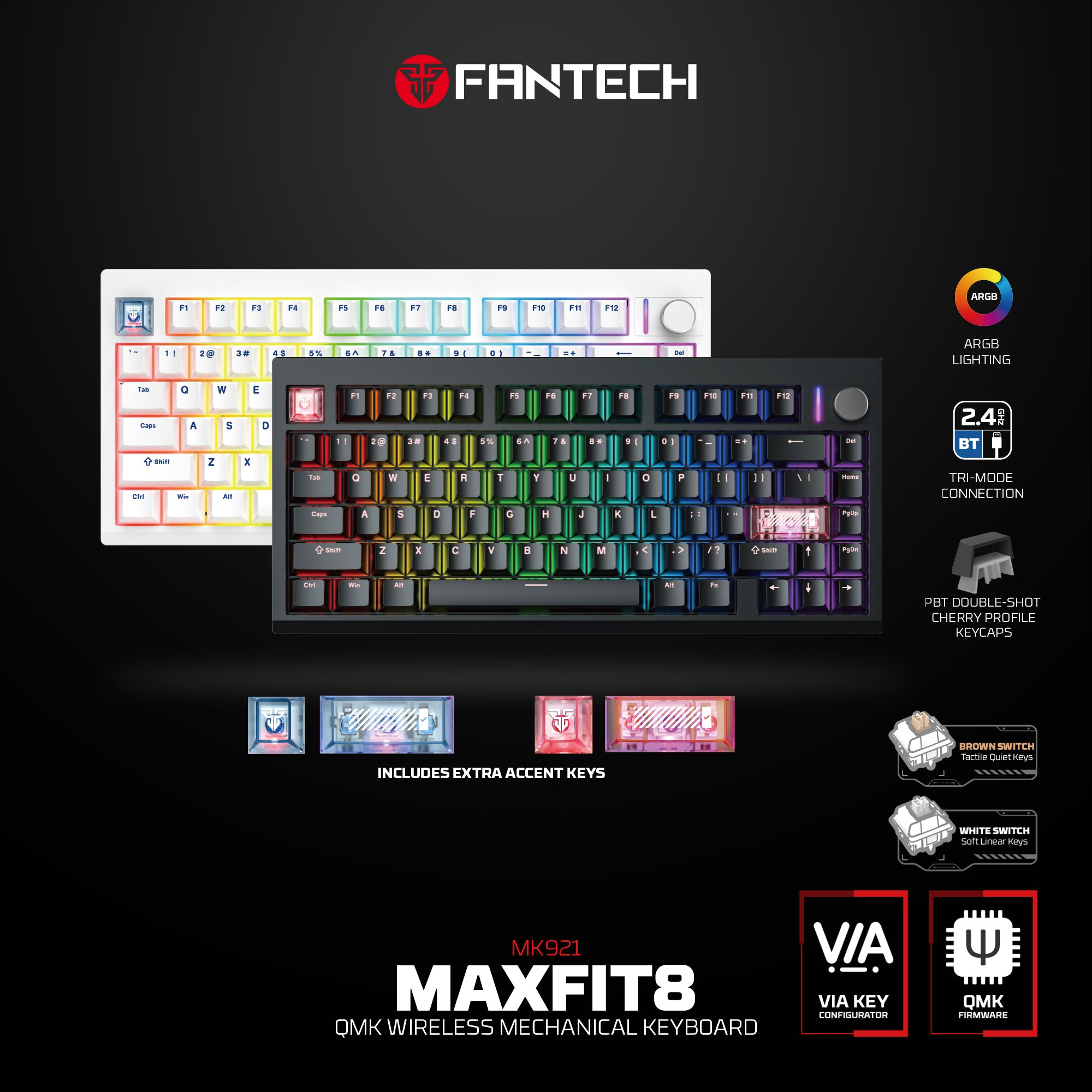 Fantech MAXFIT8 QMK Wireless Mechanical Keyboard