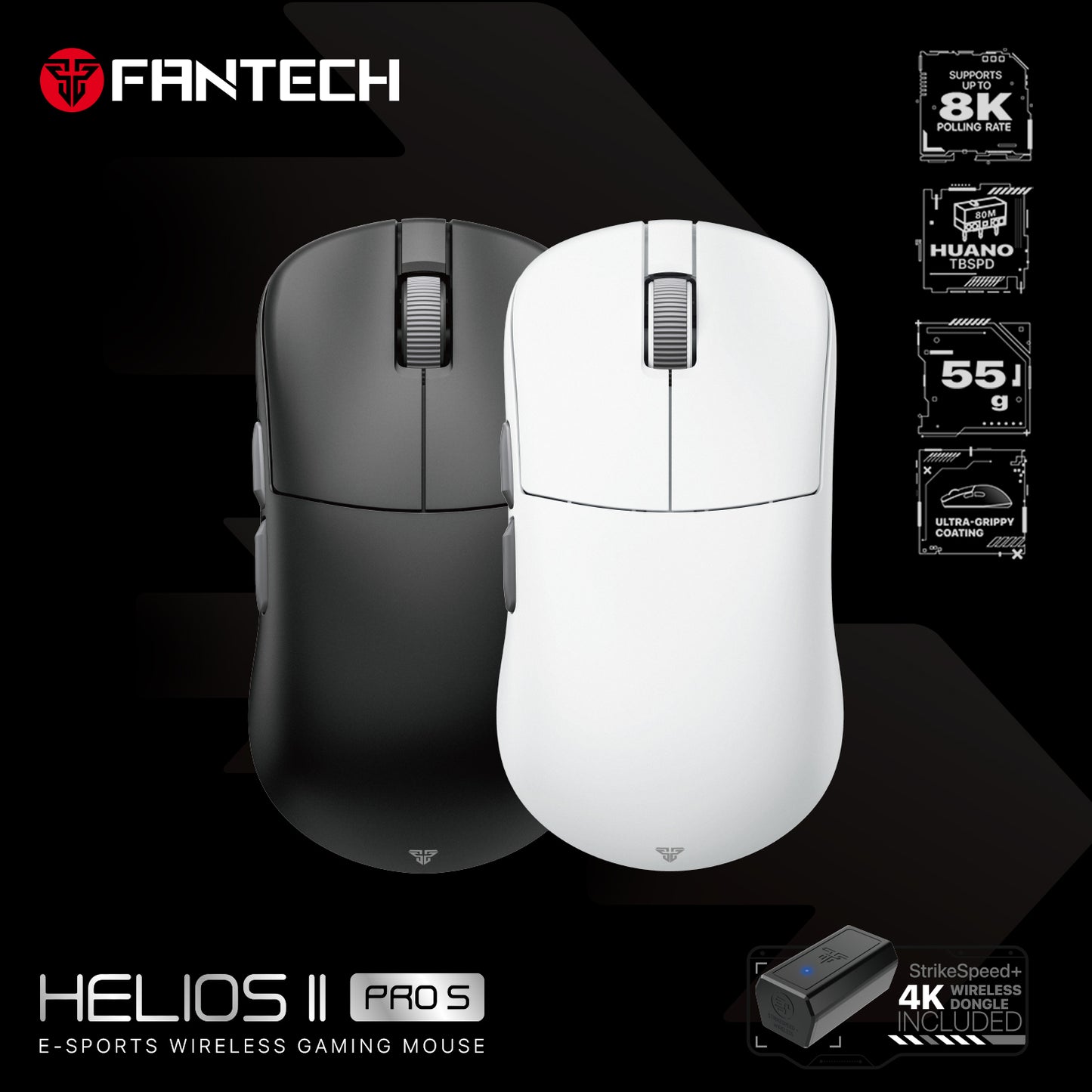 Fantech HELIOS Ⅱ PRO S XD3V3 8K Wireless Gaming Mouse included 8K Dongle Black