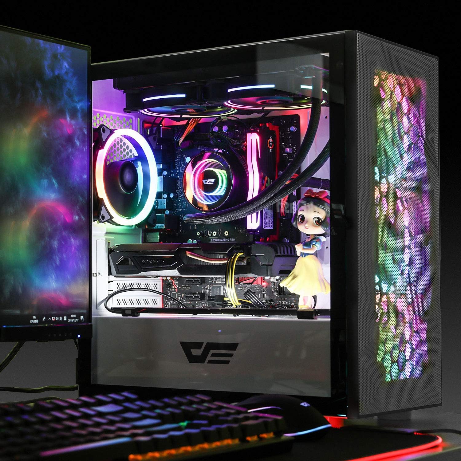 DarkFlash Gaming PC Case Tempered Glass Micro-ATX Tower Computer Case Support 330mm VGA Length (DLM21-Mesh)