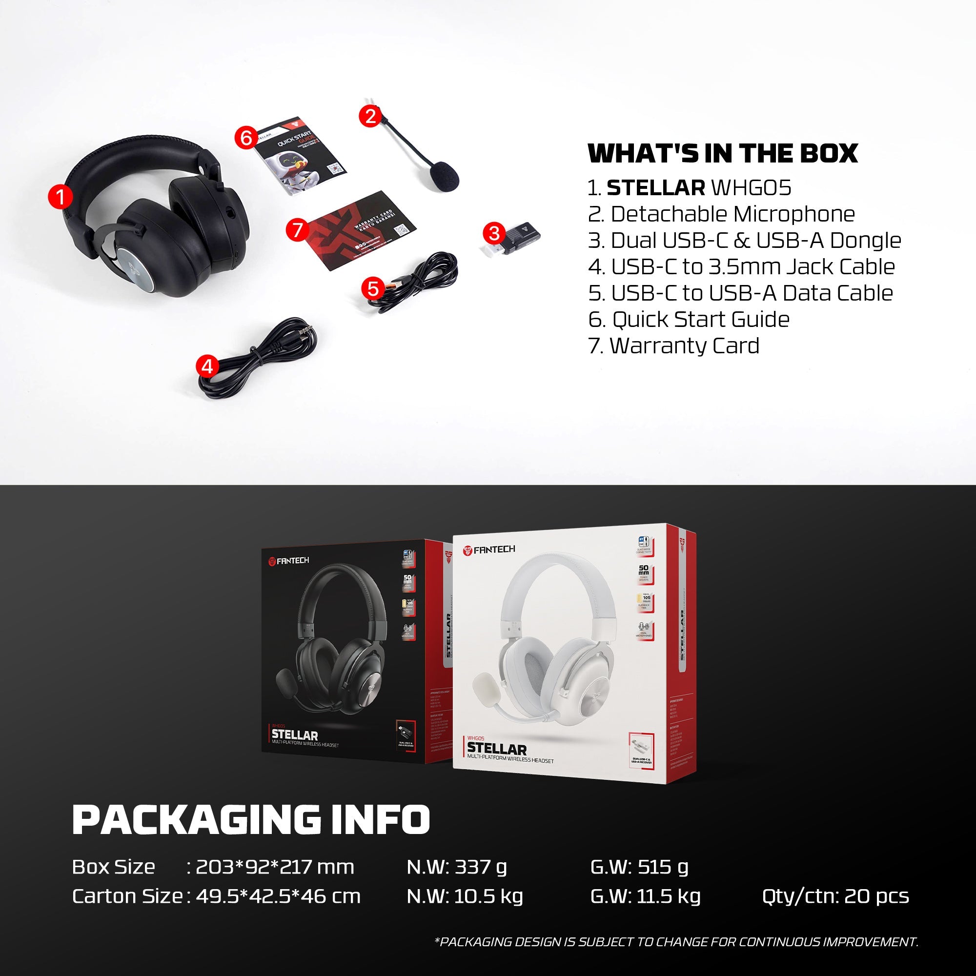Fantech WHG05 STELLAR Wireless Bluetooth Dual Microphones Multi-platform Headset
