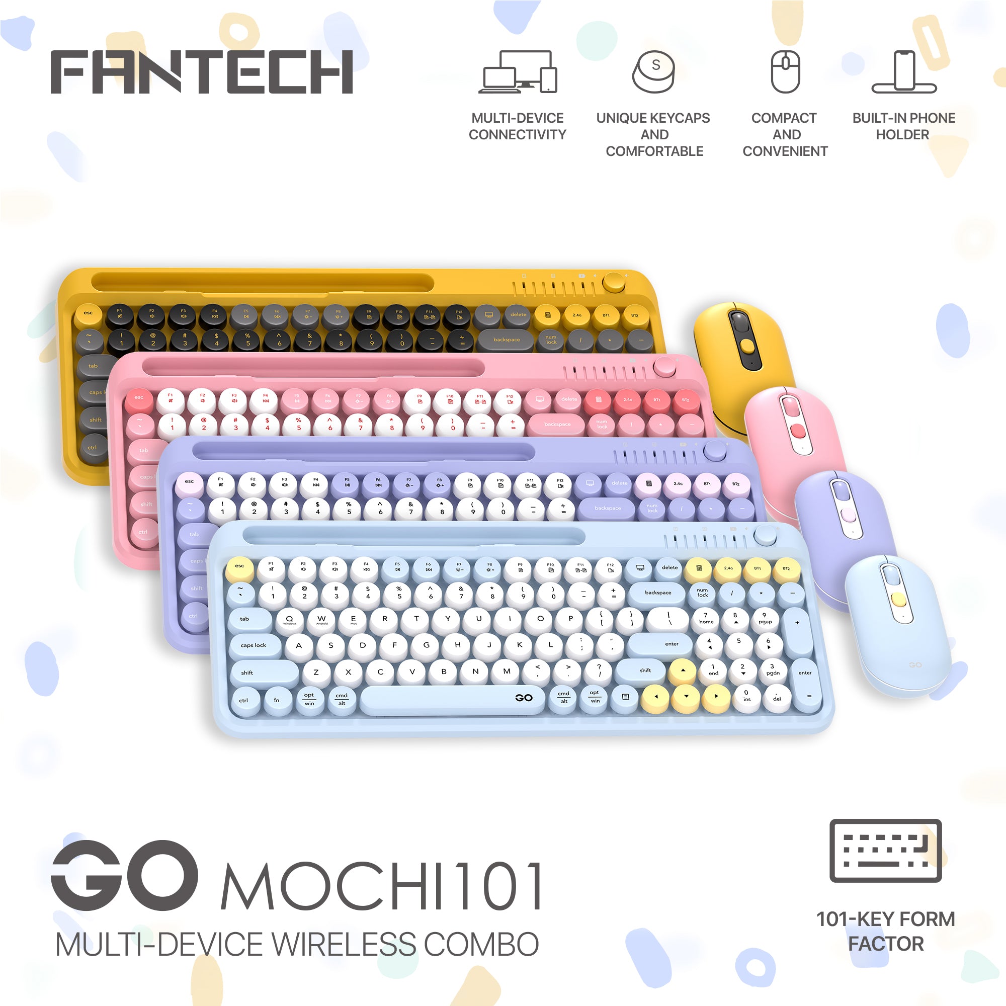 Fantech GO MOCHI85 75% Wireless Keyboard and Mouse Combo Computer Keyboard Set