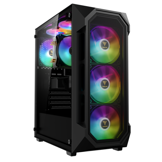 Gamdias AURA GC1 ELITE Computer Case ATX Mid Tower Gaming PC Case with 4x Fixed RGB Fans