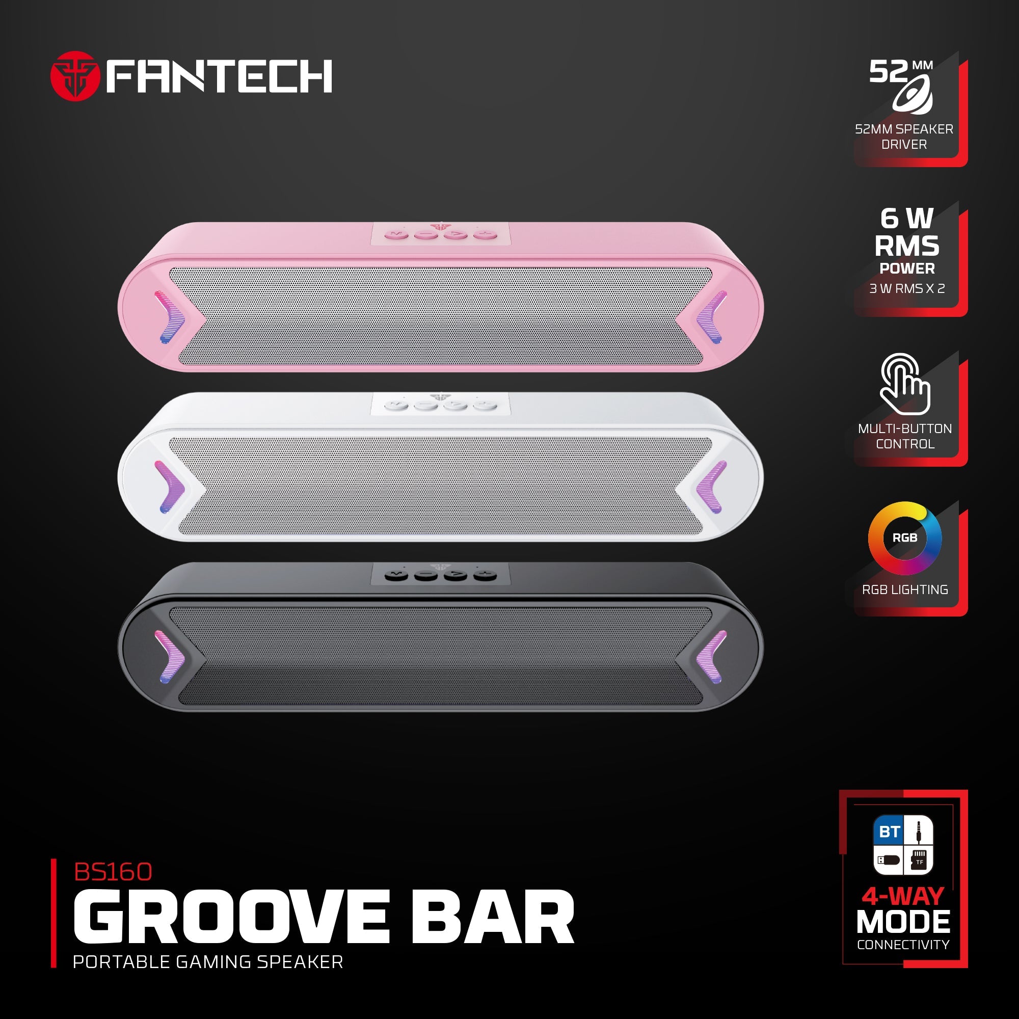 Fantech GROOVE BAR Portable RGB Wireless Gaming Speaker