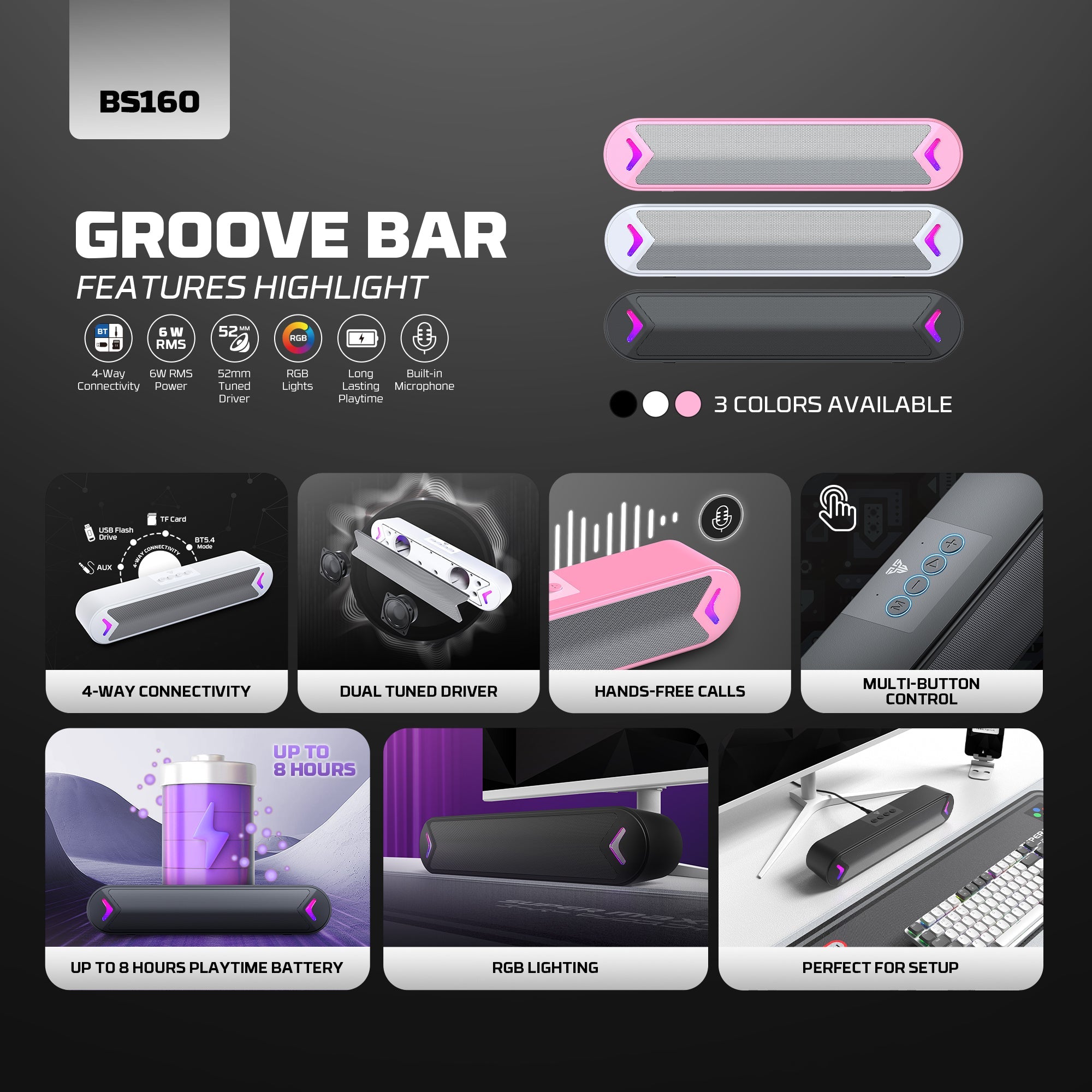 Fantech GROOVE BAR Portable RGB Wireless Gaming Speaker