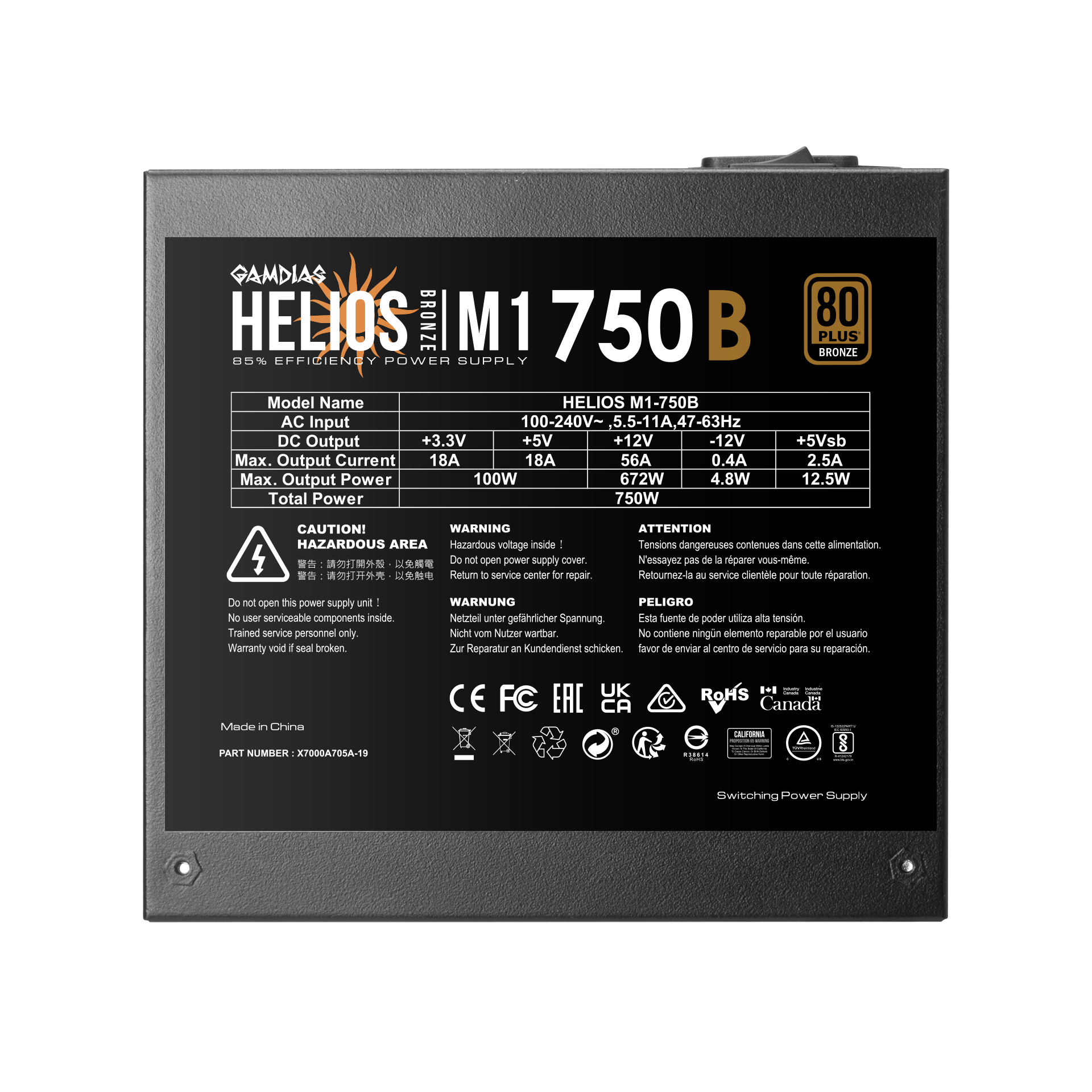 Gamdias PC Power Supply 650 / 750 Watts 80 Plus Bronze Computer PSU with Flat Cable