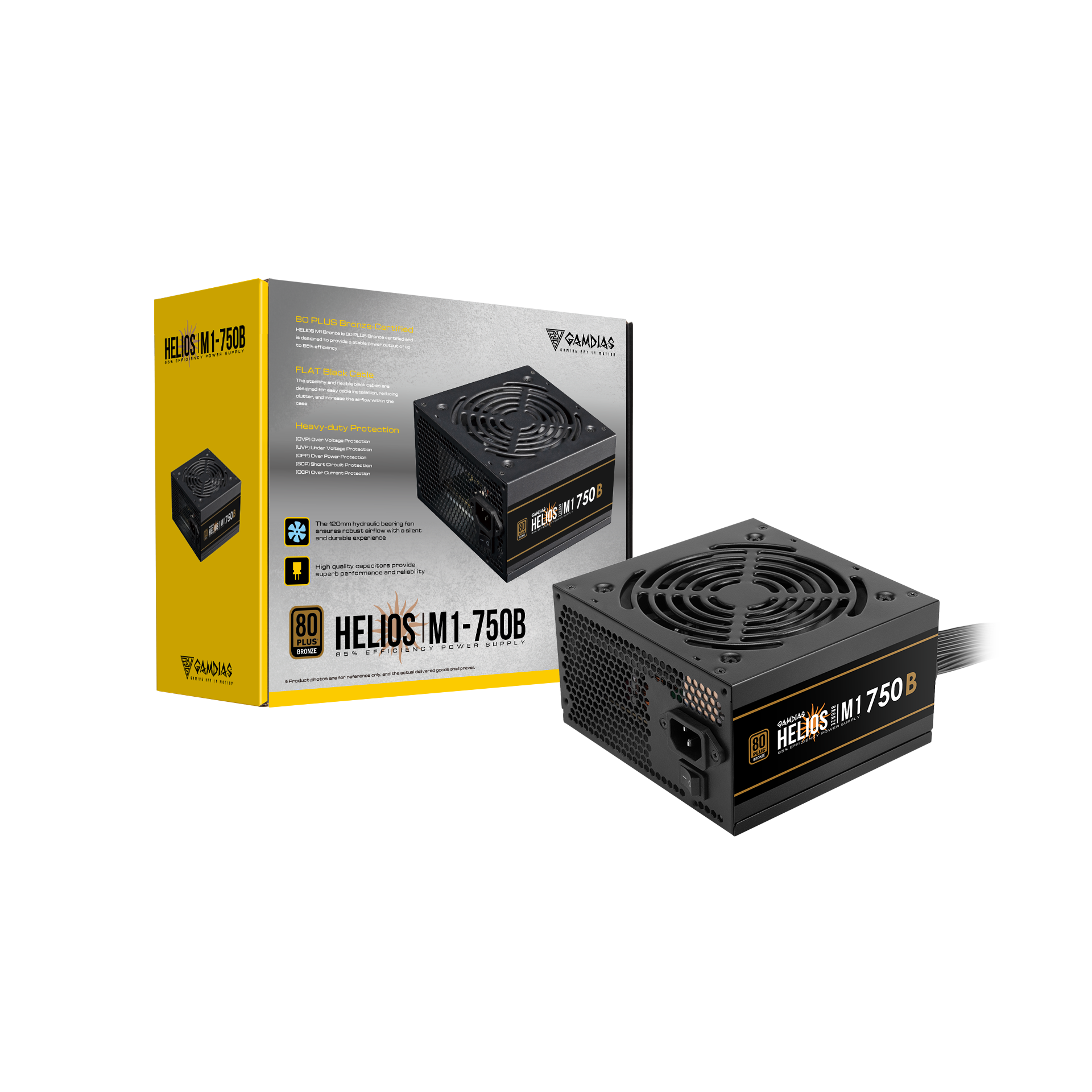 Gamdias PC Power Supply 650 / 750 Watts 80 Plus Bronze Computer PSU with Flat Cable