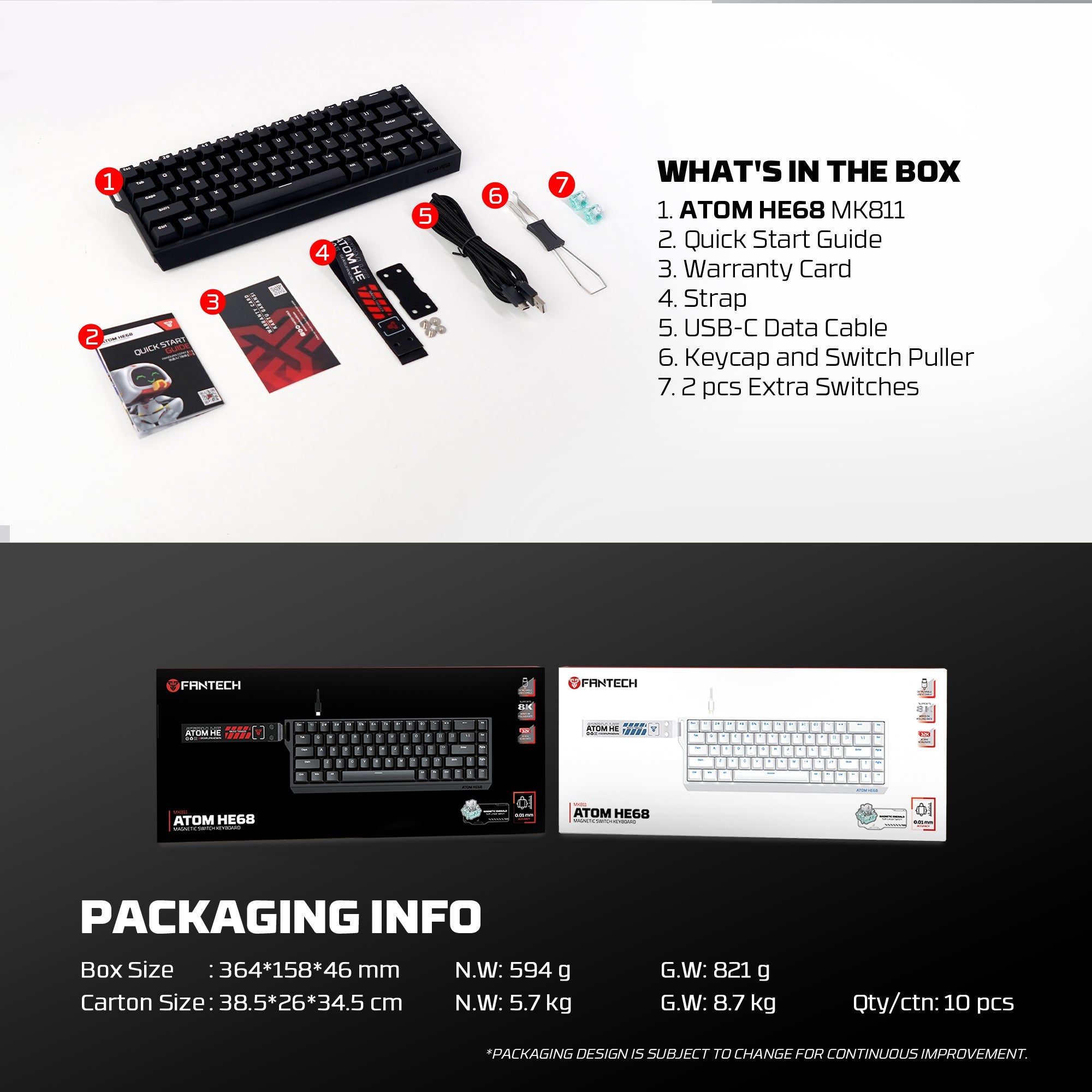 Fantech ATOM HE68 8K Wired Magnetic Keyboard
