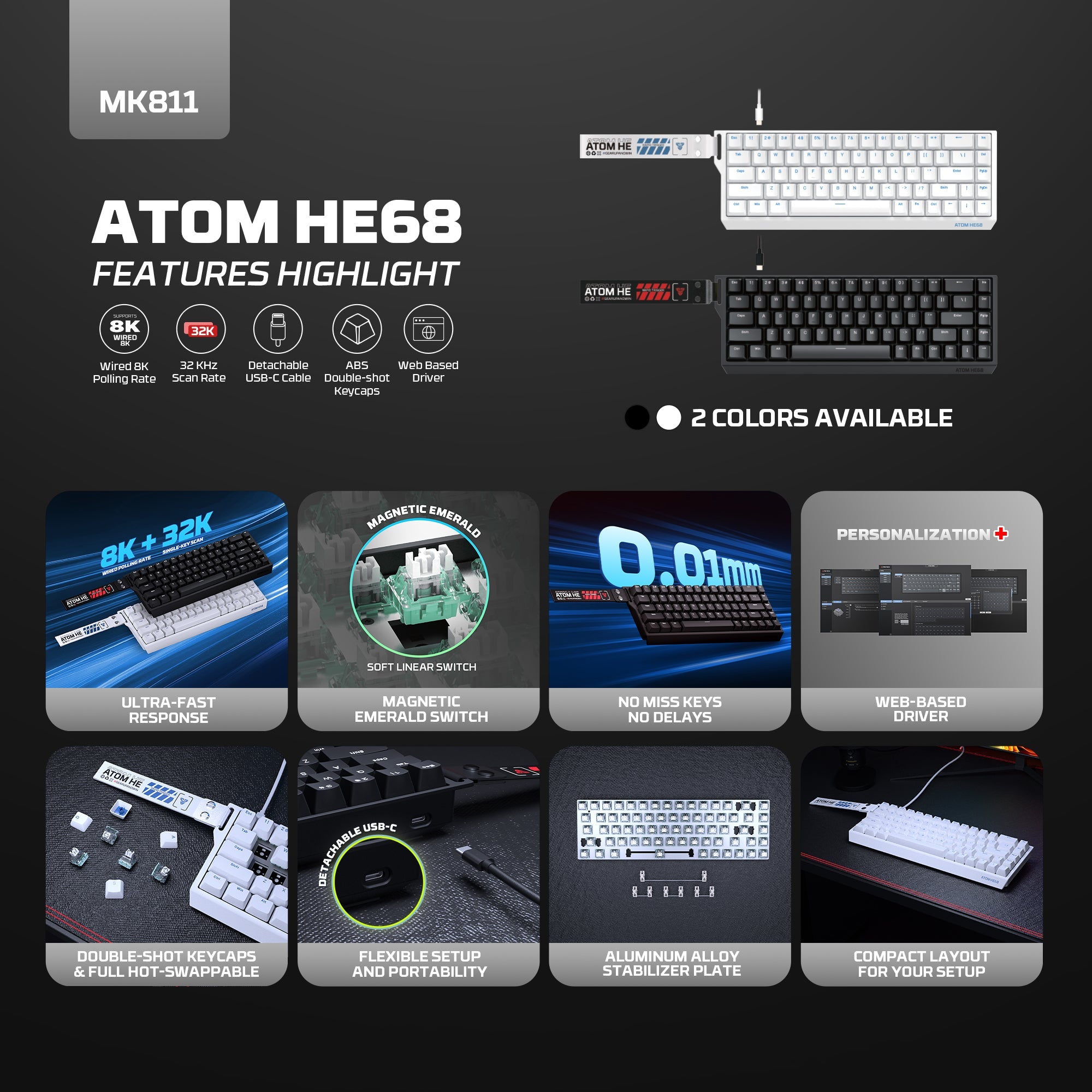 Fantech ATOM HE68 8K Wired Magnetic Keyboard