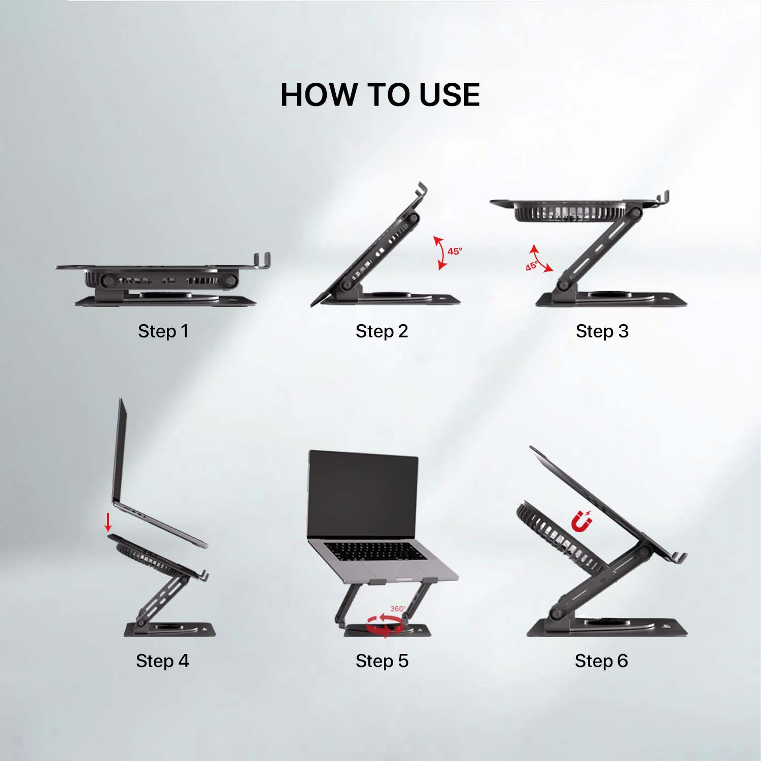 Fantech NC30 Notebook Laptop Cooler RGB Cooling Stand with 360° Rotating Base - Grey