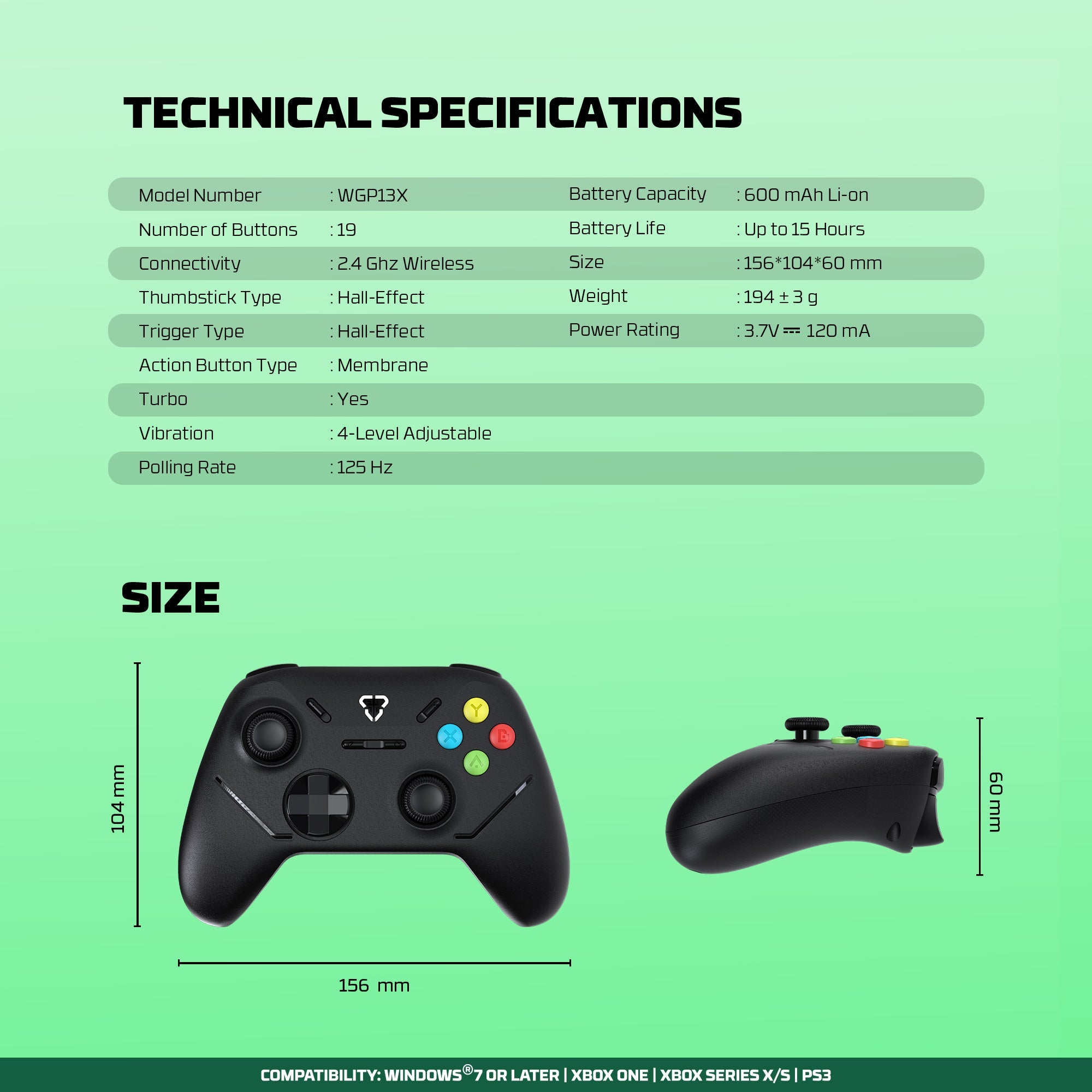 Fantech Shooter III X Wireless Gaming Controller Multi-platform Hall-Effect Gamepad for Xbox