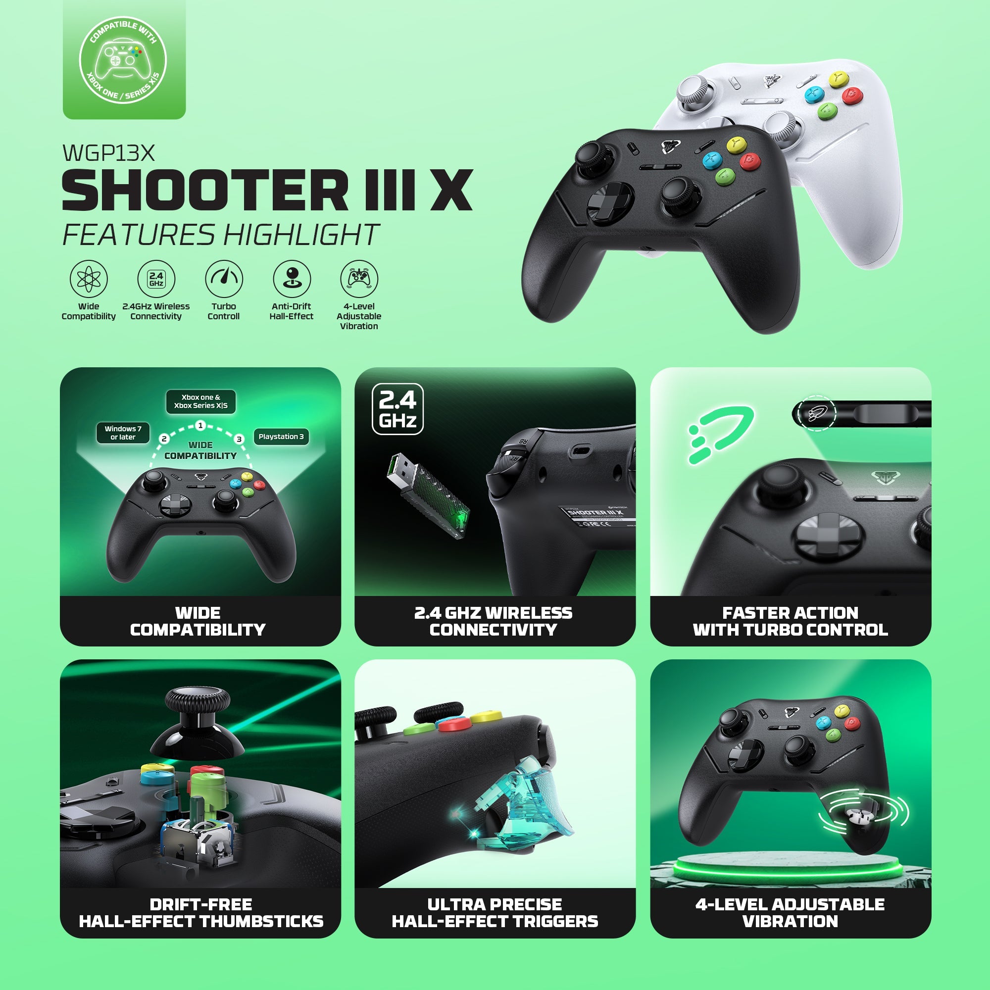 Fantech Shooter III X Wireless Gaming Controller Multi-platform Hall-Effect Gamepad for Xbox