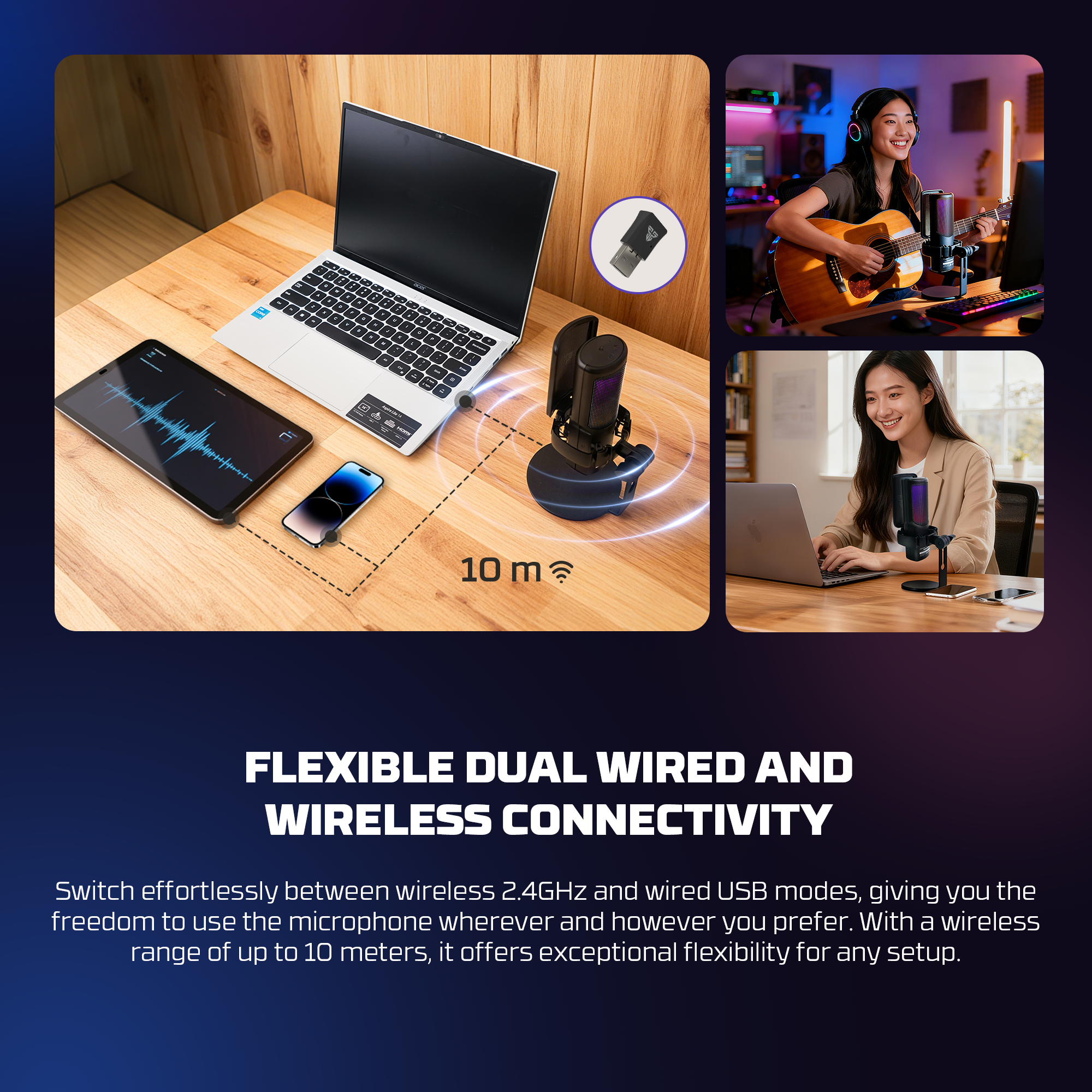 Fantech LEVIOSA WAVE Wireless Condenser Gaming Desktop Microphone