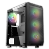 Fantech CG80 Gaming ATX PC Case Tempered glass Computer Tower with 4x rainbow fans
