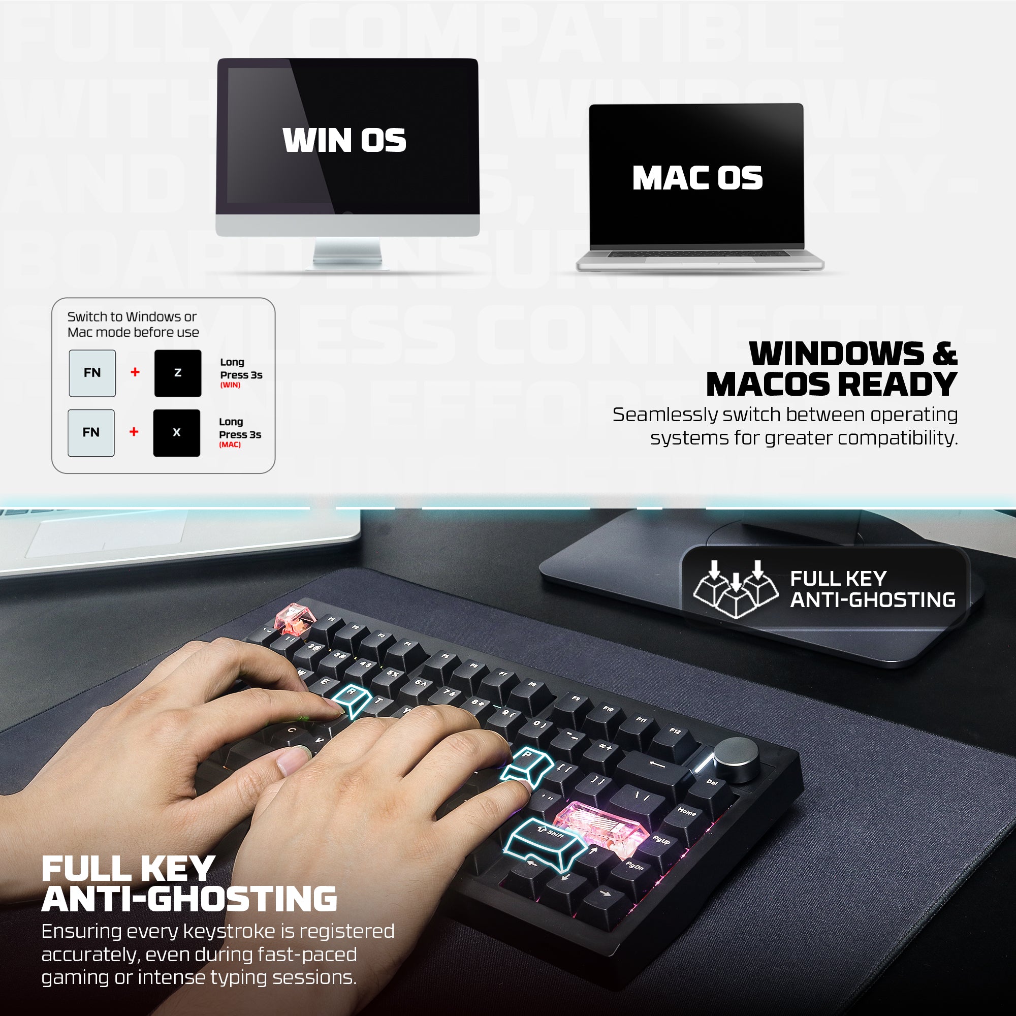 Fantech MAXFIT8 QMK Wireless Mechanical Keyboard