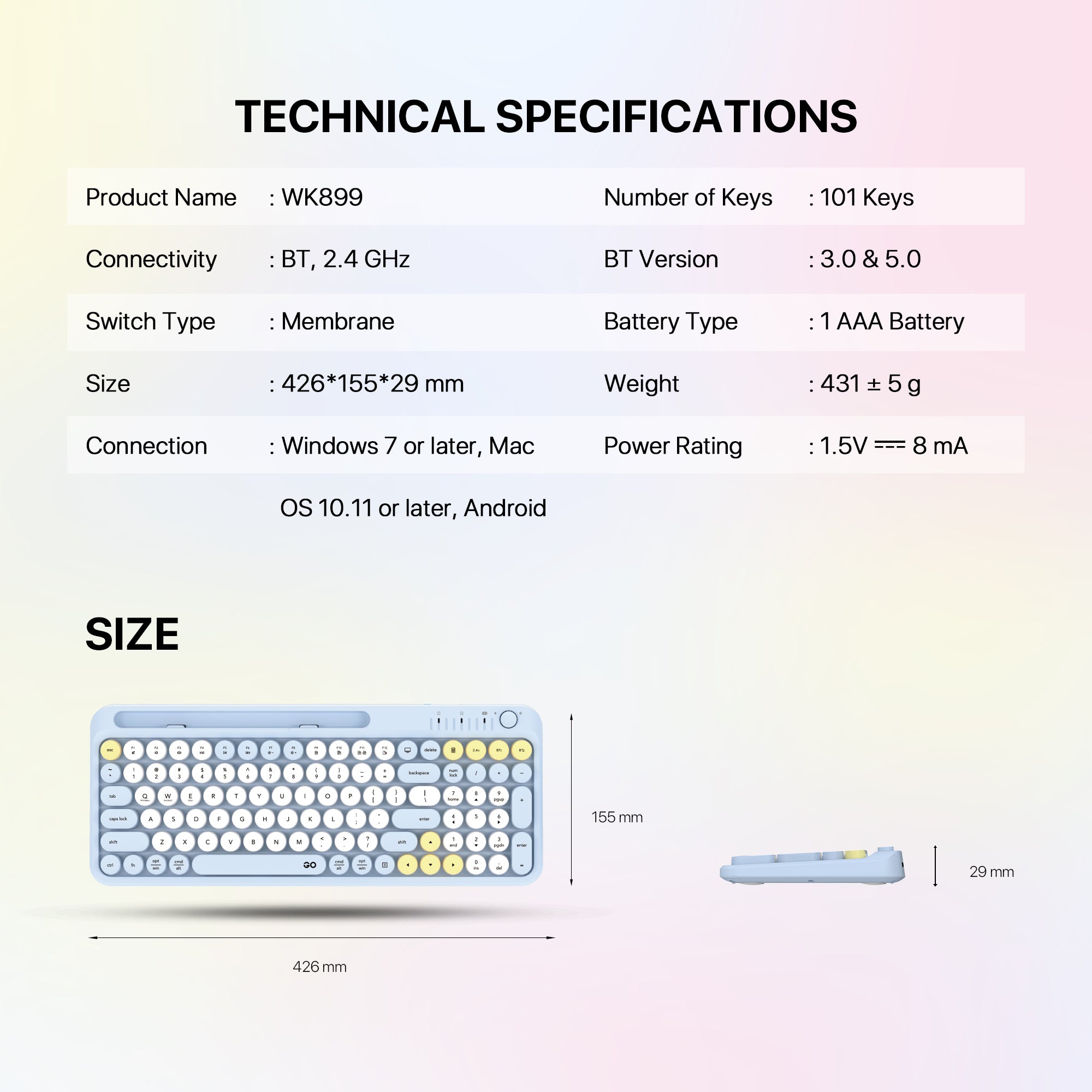 Fantech GO MOCHI85 75% Wireless Keyboard and Mouse Combo Computer Keyboard Set