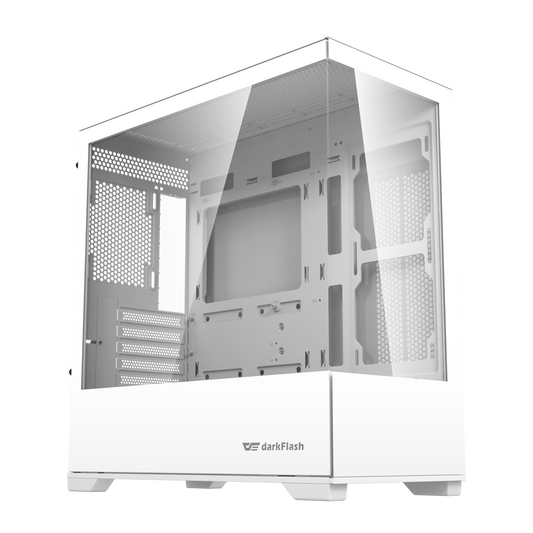 DarkFlash Computer PC Case Micro-ATX Gaming Tower without Fan (DK415P) (White)