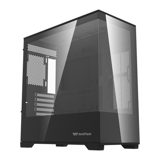 DarkFlash Computer PC Case Micro-ATX Gaming Tower without Fan (DK415P) (Black)