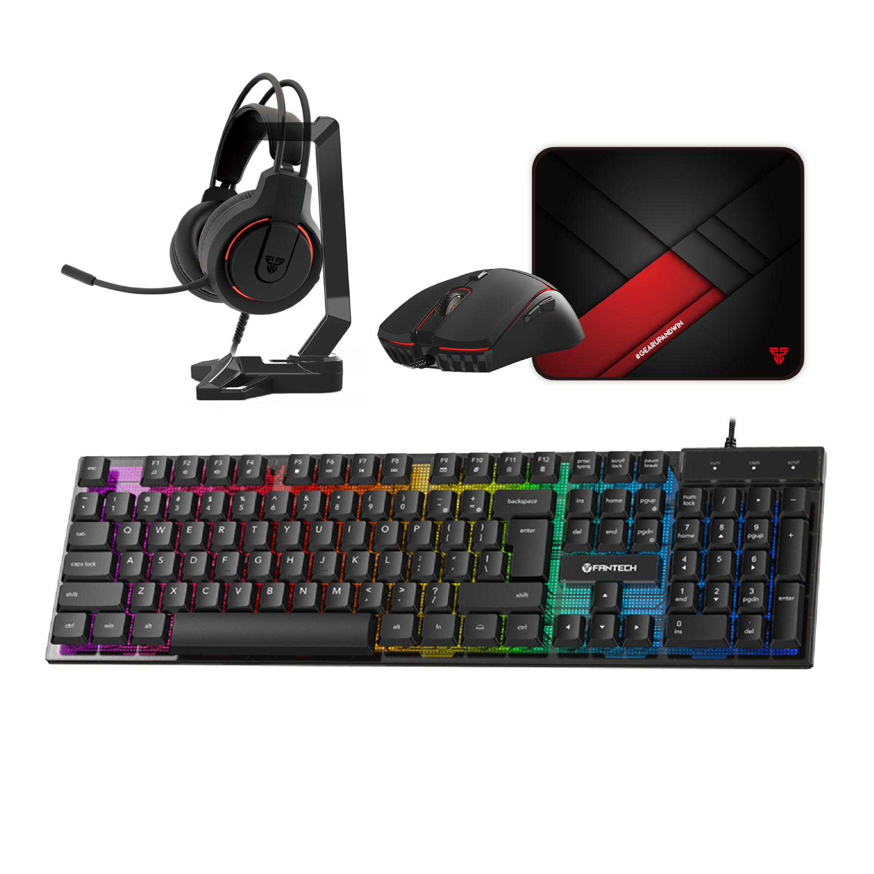 Fantech Gaming PC 5-in-1 Keyboard Combo with Mouse / Mousepad / Headset / Headset stand (P51)