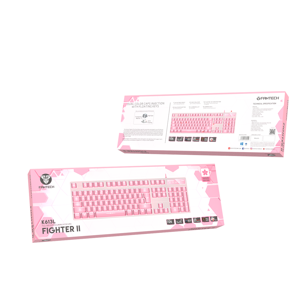 Fantech K613L Gaming PC Keyboard-Pink