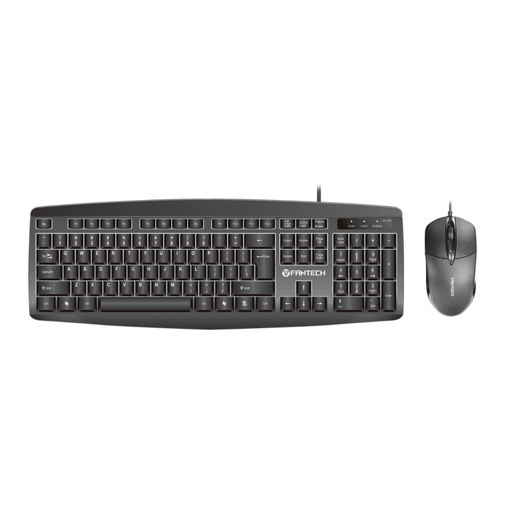 Fantech Office PC Wired Keyboard + Gaming Mouse Combo Gaming Accessories(KM-100)
