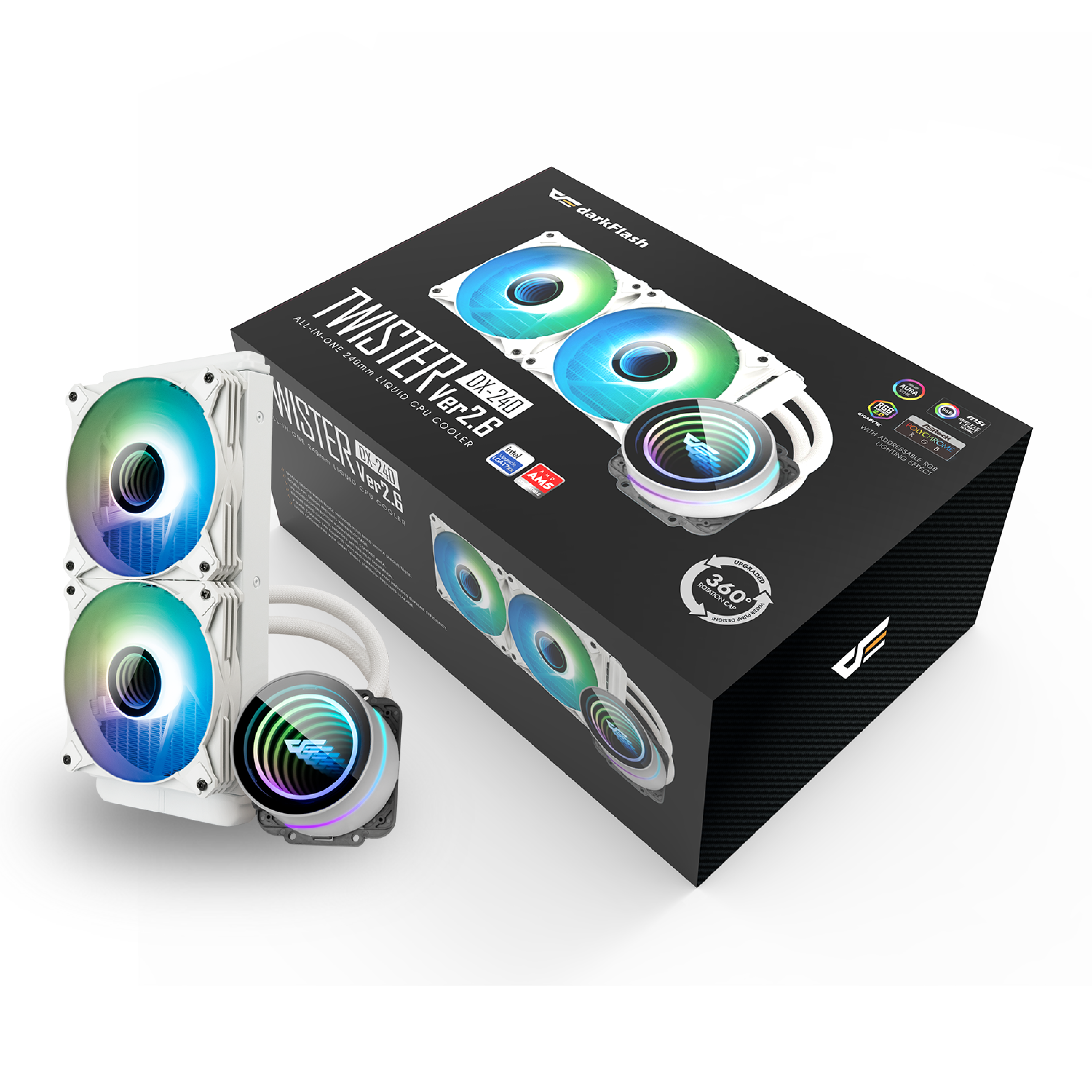 Darkflash DX-240 V2.6 ARGB 240mm Liquid CPU Cooler Support Intel LGA 1700/1200/1151/2011 AMD AM5/AM4//AM3+