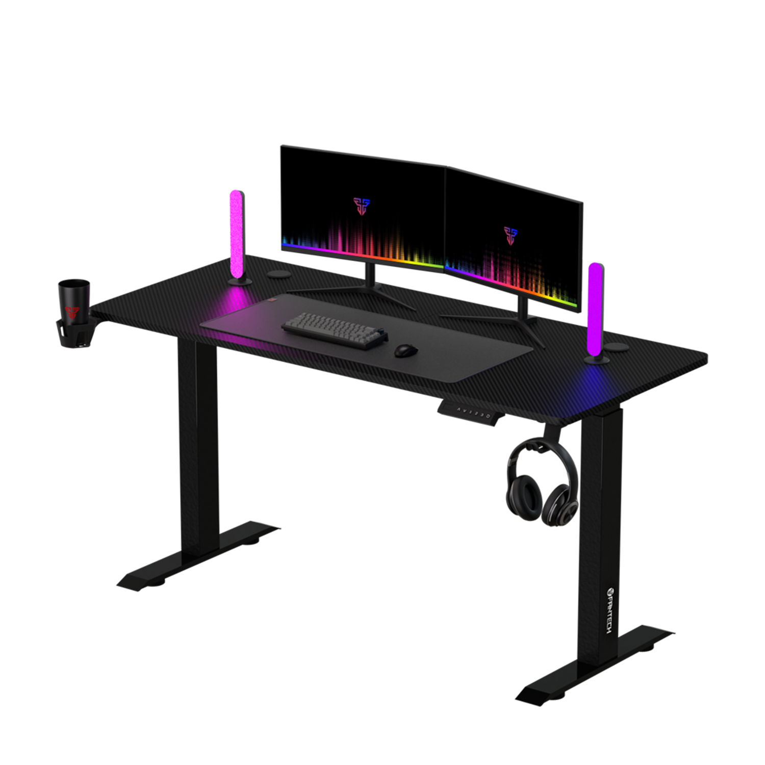 Fantech Office Desk Height Adjustable Motorised Electric Stand Gaming Table 140x60cm (GD914) (Black)