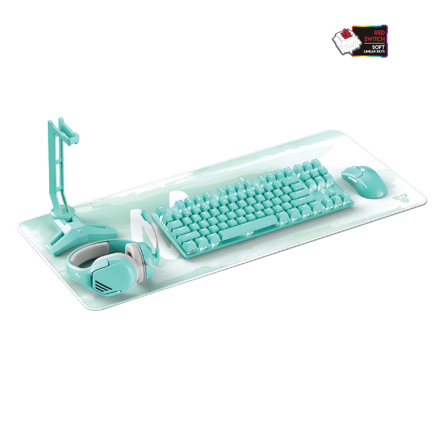 Fantech Mint Edition Gaming 5-IN-1 Keyboard + Mouse +Mousepad + Headset + Stand Computer Combo Set