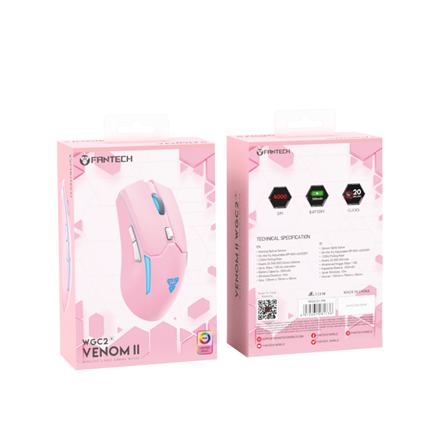 Fantech Wireless Gaming Mouse - Pink (WGC2-SAKURA)