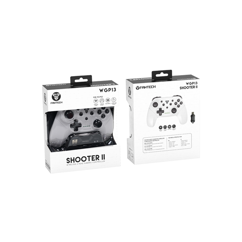 Fantech Wireless Gamepad Gaming PC / PS3 Controller Vibration Turbo Mode - White (SHOOTER II WGP13)